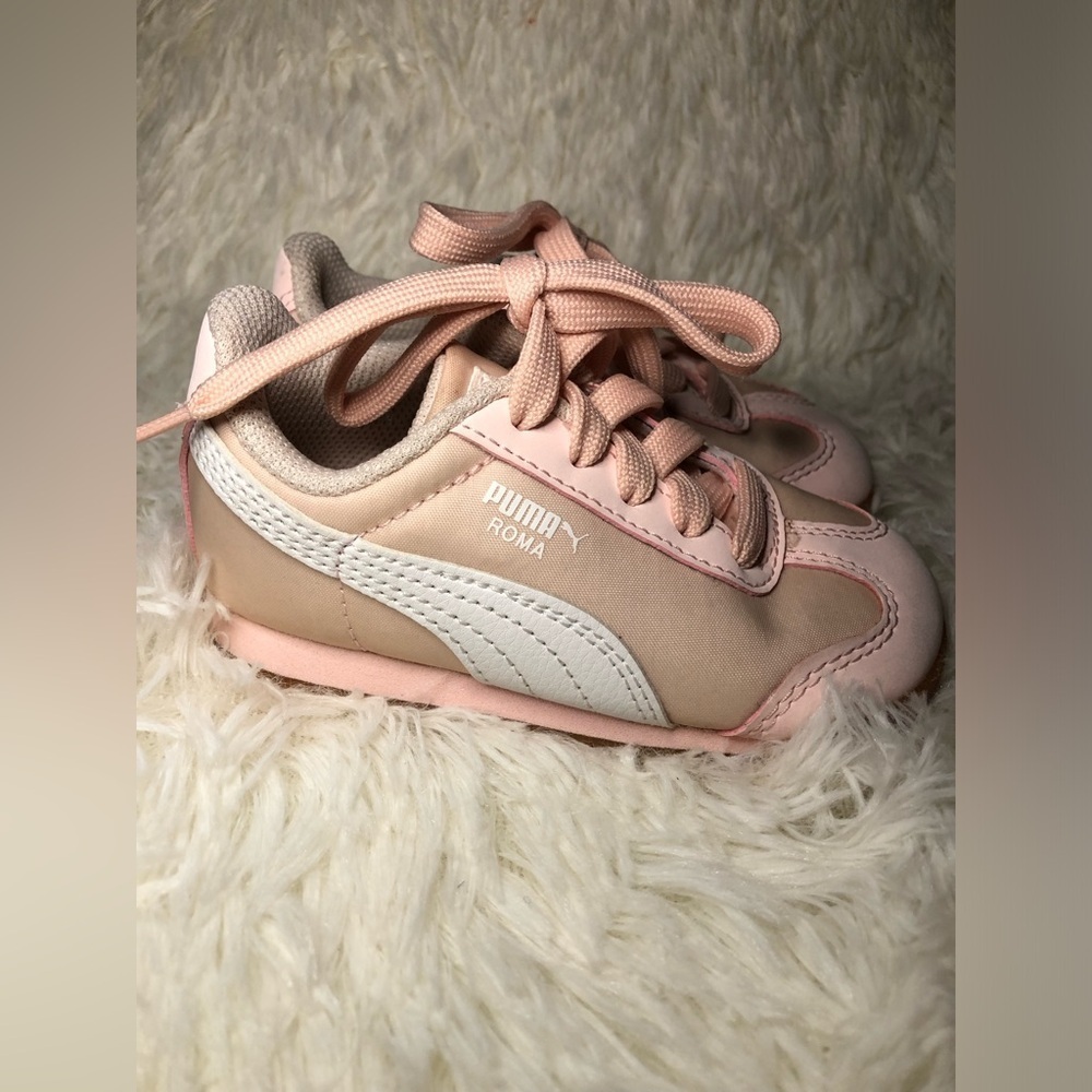 Puma Kids Sneakers - Soft Pink and White size 6 - Picture 3 of 16